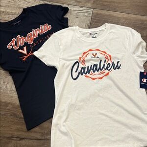 Champion Virginia Cavaliers Tees - Navy Blue and White